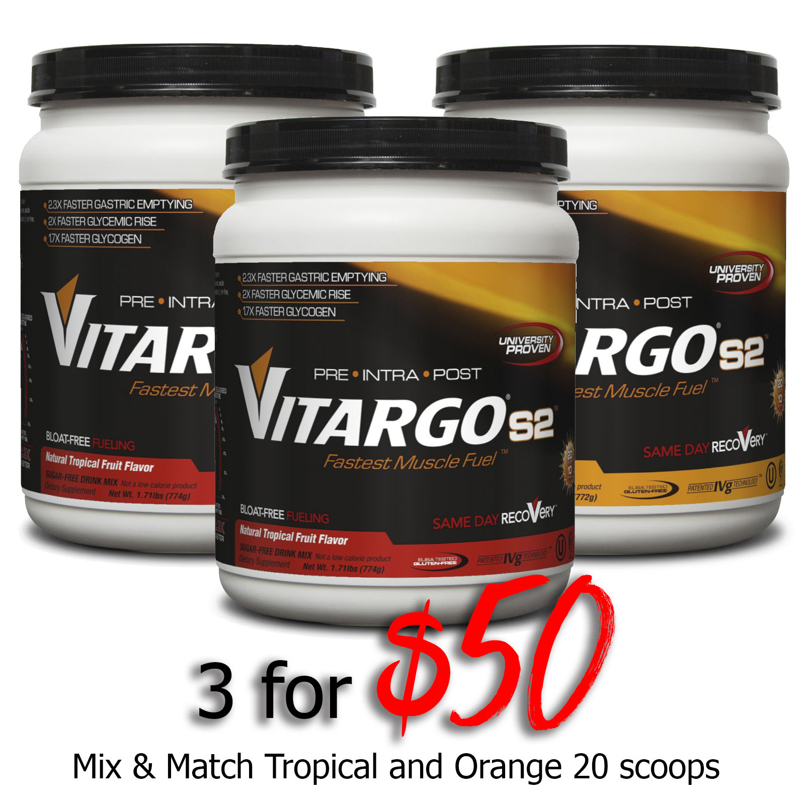 Vitargos2 Muscle Fuel 3 10 servings mix and match 3vit20trporg