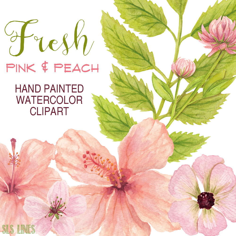 Fresh Pink & Peach Hibiscus Florals 00059