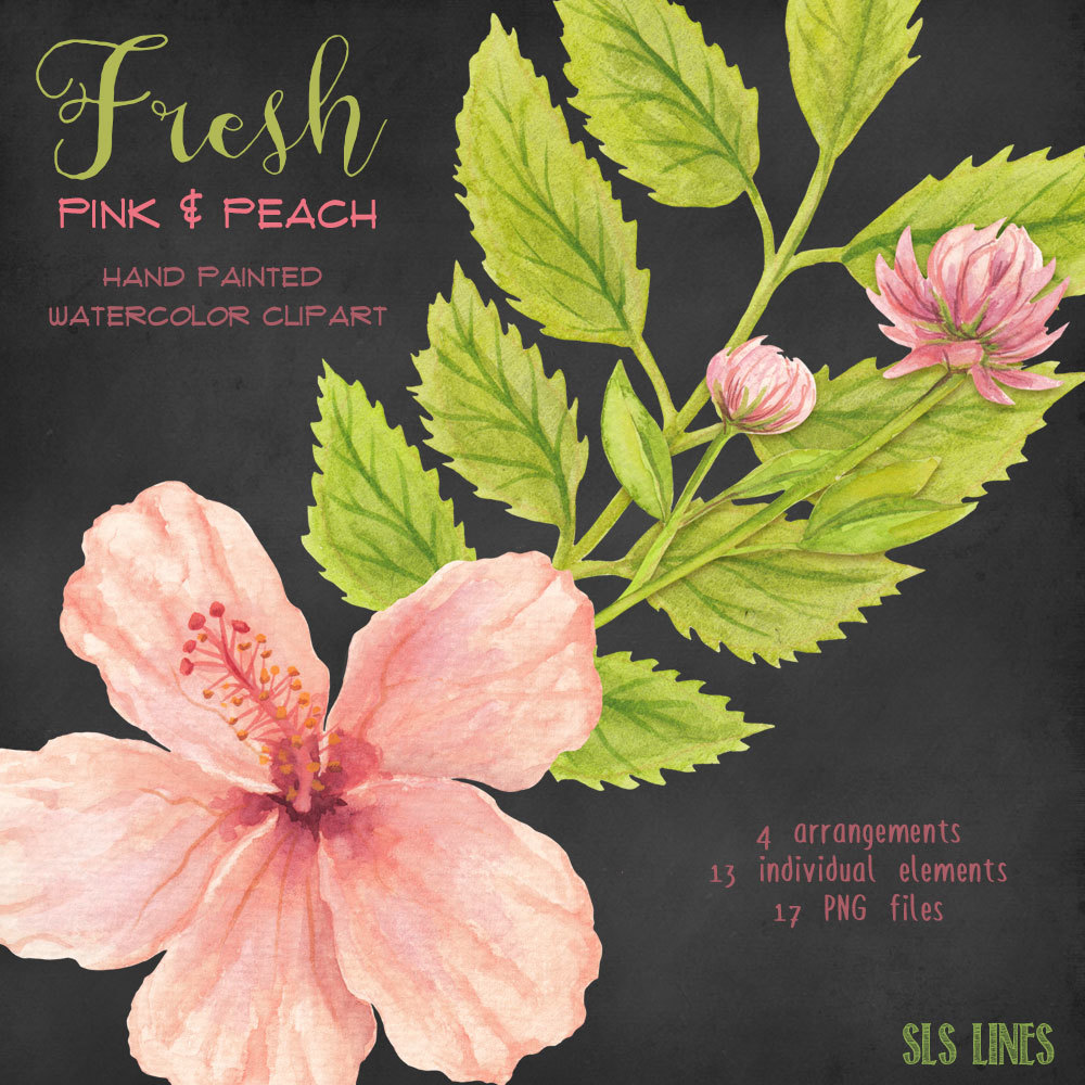 Fresh Pink & Peach Hibiscus Florals
