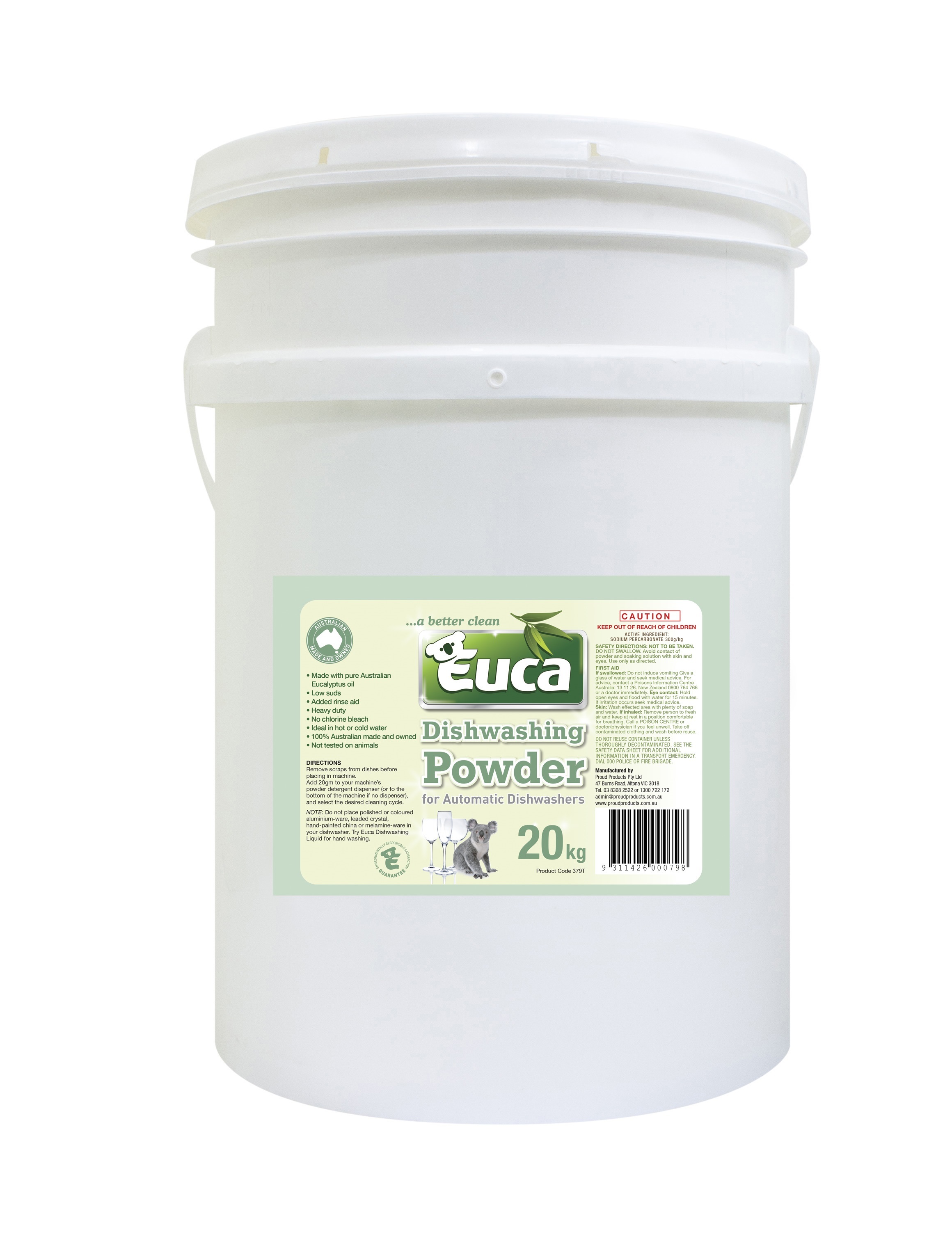 Euca Eucalyptus Dish Washing Powder - NEW 20kg = 1000 Washes - Eco Friendly with No Fillers or other nasties 379T