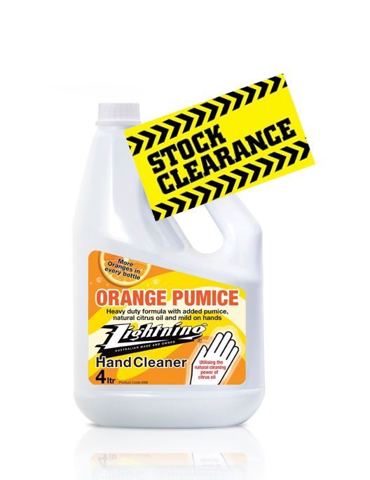Lightning Orange Pumice Hand Cleaner 4lt - Natural Citrus Heavy Duty Hand Cleaner . Work or Home use 899i