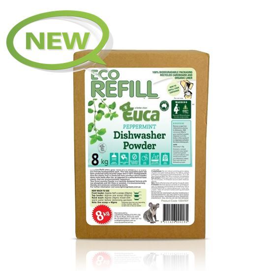 Euca "NEW" Peppermint Eucalyptus Dish Washing Powder - 8kg Refill = 400 Washes - Eco Friendly with No Fillers or other nasties 380XREF