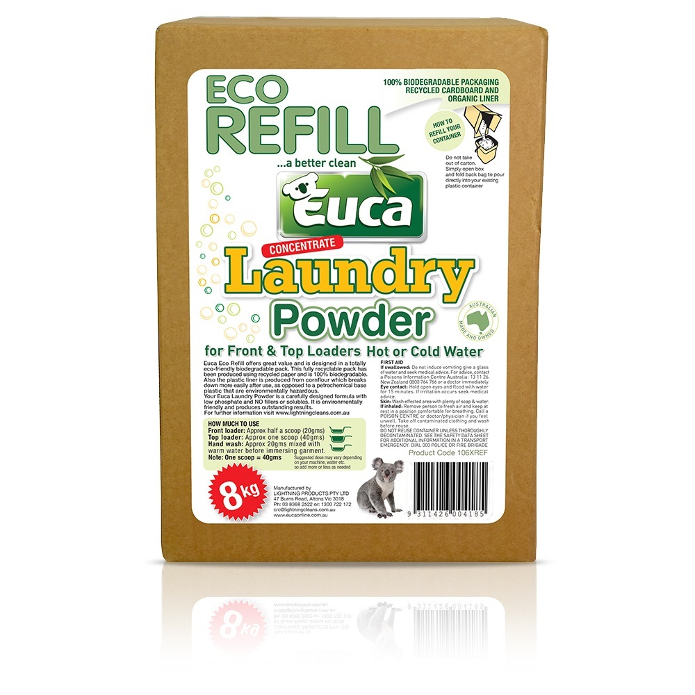 Euca laundry powder 8kg refill - Concentrate blend = 400 Washes* 106XREF