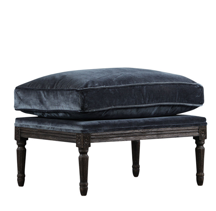 Destina French Oak Velvet Ottoman Destina French Oak Velvet Ottoman
