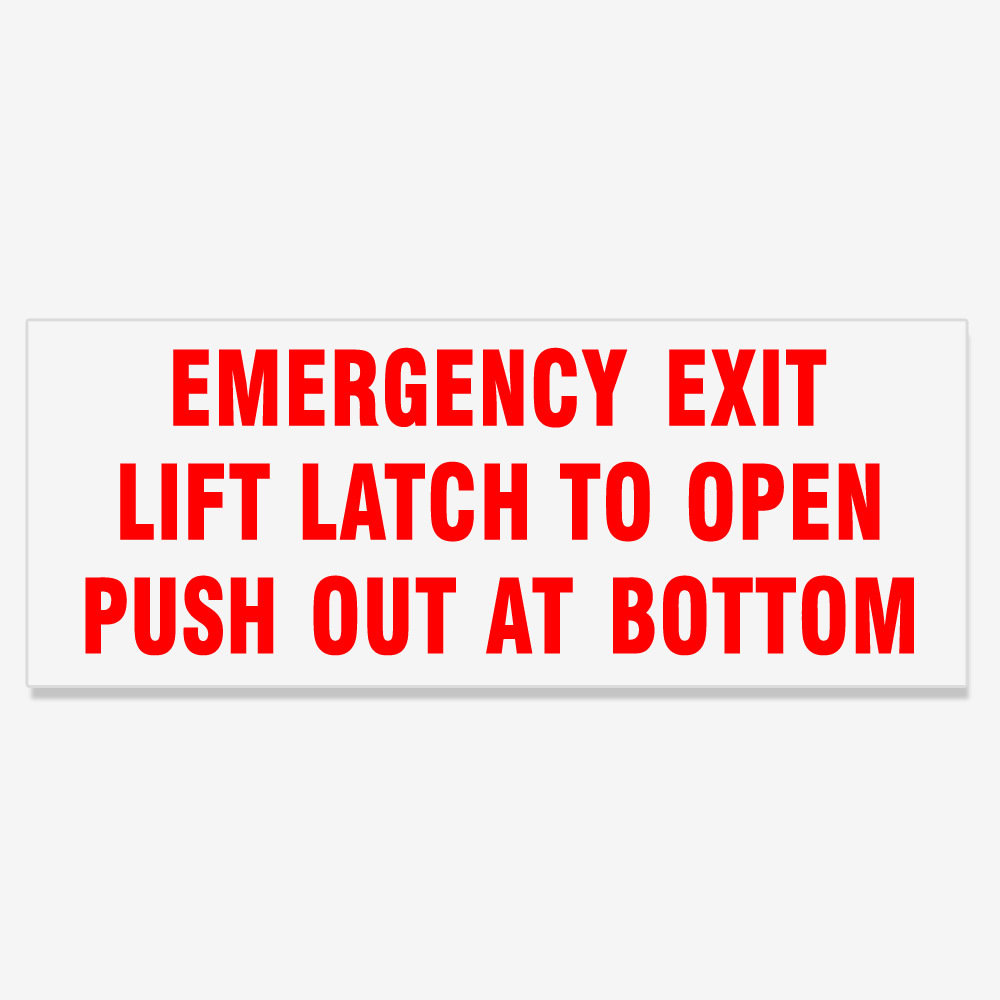 Emergency Exit Lift Latch to Open Push Out at Bottom - Red Emergency Exit Lift Latch to Open Push Out at Bottom - Red