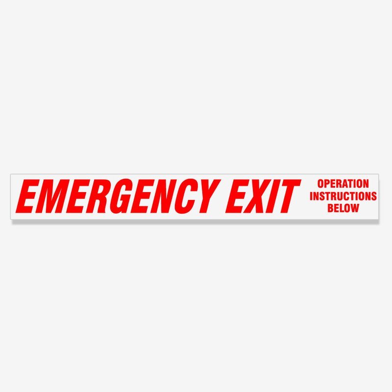 Emergency Exit Instructions Below - Red Emergency Exit Instructions Below - Red
