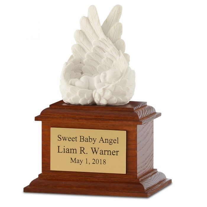 Heaven's Care Infant Urn with Wood Base Heaven's Care Infant Urn with Wood Base