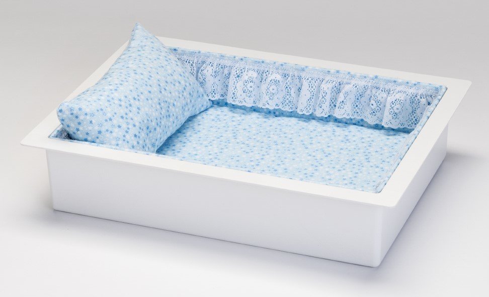 Twin or Single Economy Casket Vault combo (in blue flannel, 14 inch) C-14-Eco-BL 636225540047