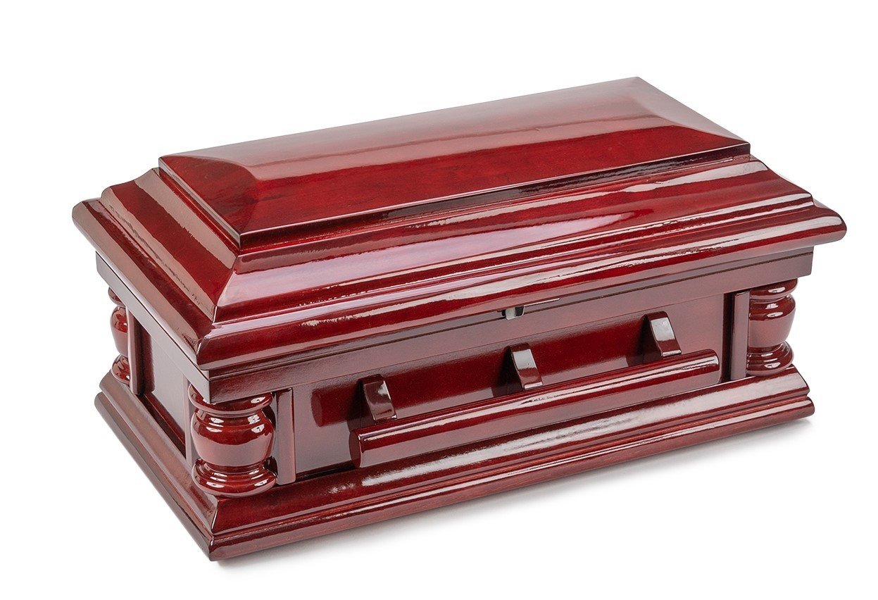 Mahogany finished Poplar casket (17 inch interior) C-17-JB-MOH 636225540016
