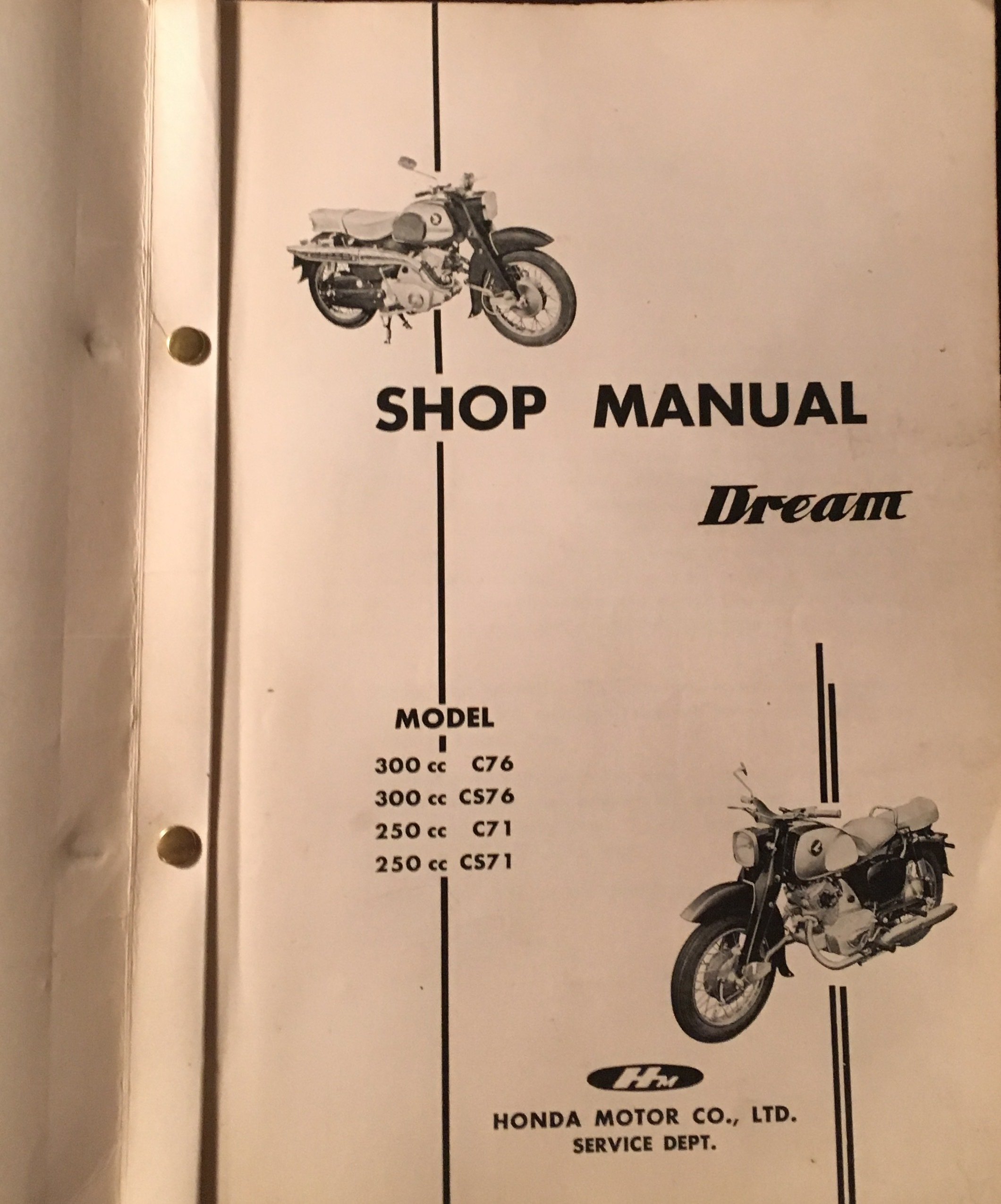 ... Shop Manual Honda Dream 1959 C71 C76 250 300 (305) OEM ...