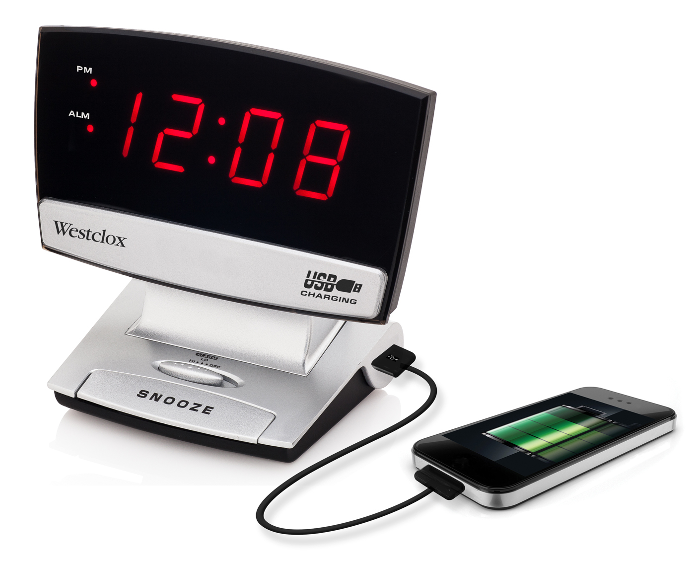 Westclox 0.9" LED Plasma Screen Alarm Clock with USB Charging Port 71014X 71014X