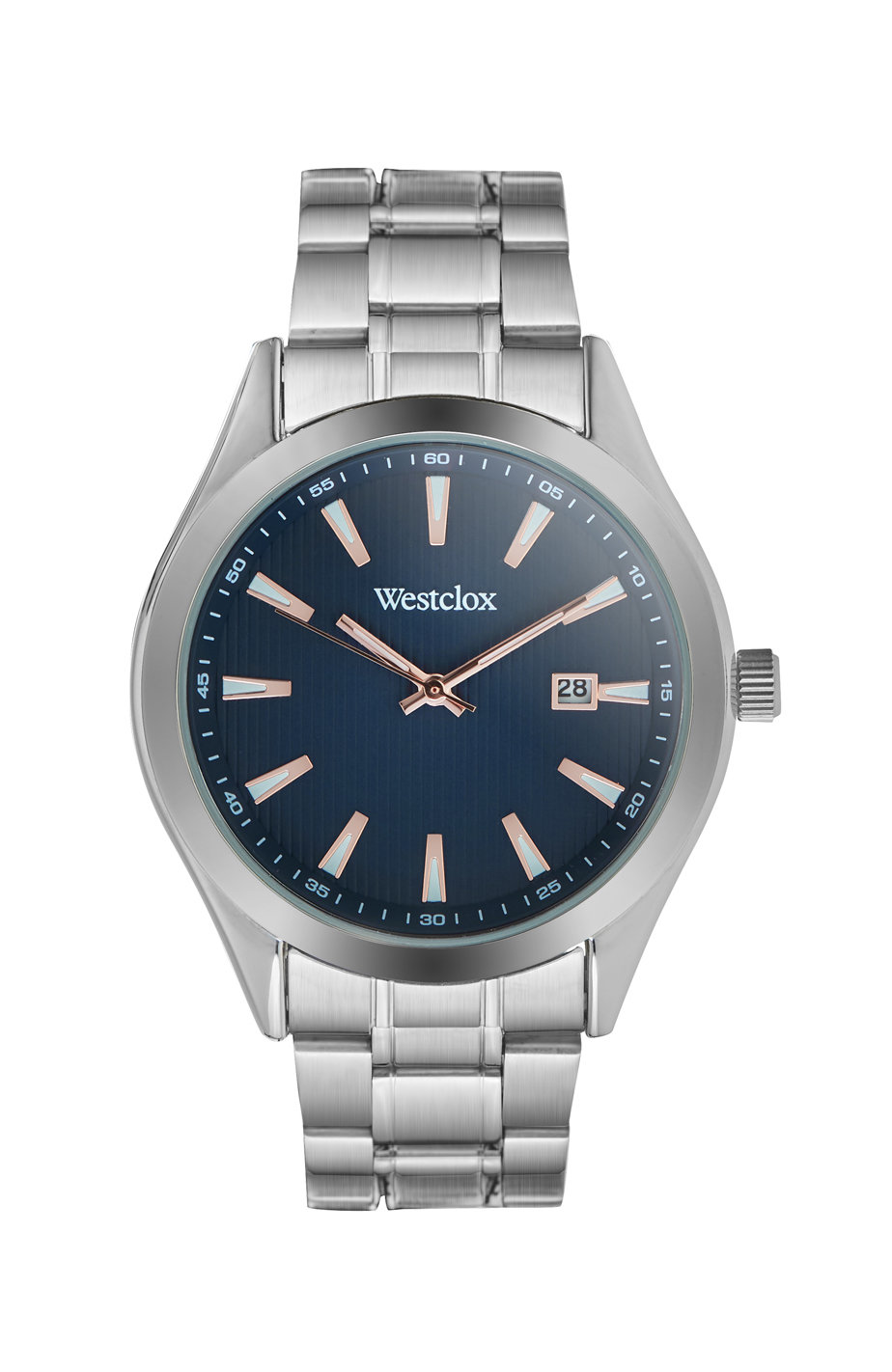 Westclox Watch with Silver Tone Metal Band, Date, and Blue Dial 51002