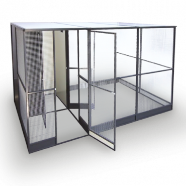 Luxe Aluminium volière met nachthok en sas 01138