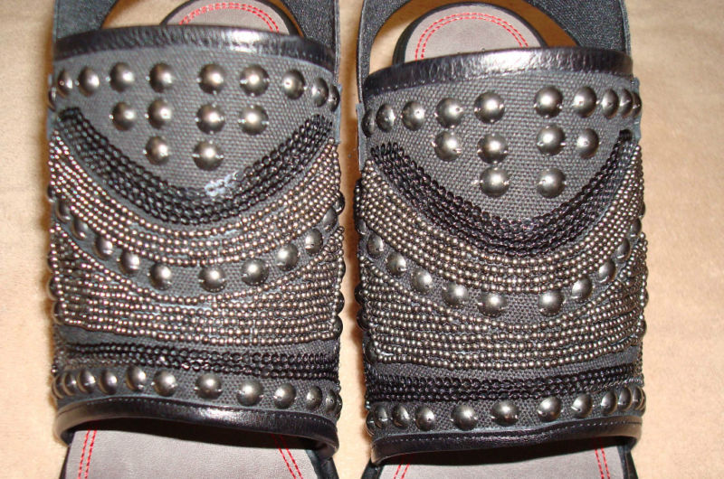 Wide embellished fabric across top