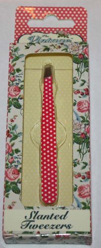 The Vintage Cosmetic Company Dark Pink/Polka Dots Slanted Eye Brow Tweezers 08538