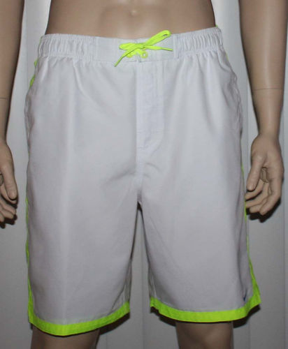 Nike Men's White With Neon/Blue/Aqua Accent Stripes Swim Shorts Trunks (Large) 08271
