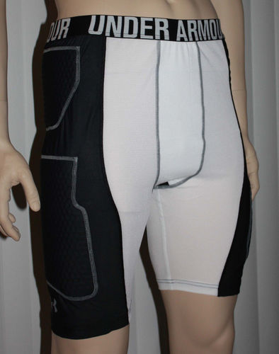 Under Armour Men's UA BASKETBALL Padded Compression Shorts -Black & White (XX-Large) 08094