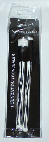 Aymie B' GOTTA B URBAN Black & White Zebra Print Foundation/Concealer Brush Set 07352