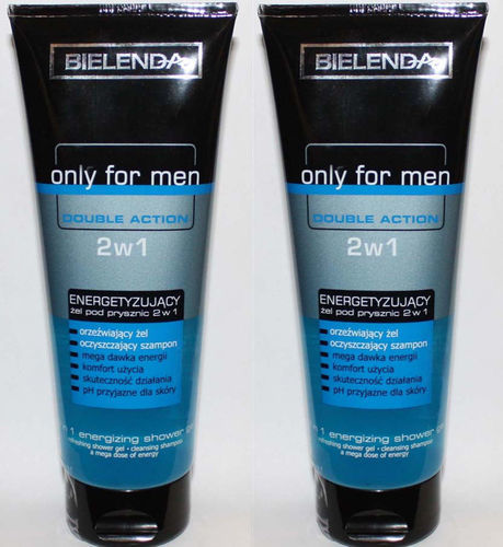 2 Bielenda Only For Men Double Action 2 In 1 Energizing Shower Gel 8.8 oz Each 07178