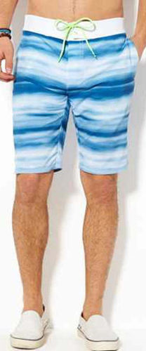 American Eagle Men's Swim Board Shorts -Blue and White Soft Striped (Medium) 07124