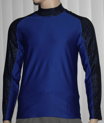 Layer 8 Men's Qwick-Dry Base Layer Mock Neck Long Sleeve Shirt _ Blue -Small 06796