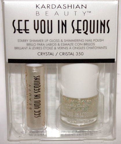 KARDASHIAN SEE YOU IN SEQUINS Lip Gloss CRYSTAL & Nail Polish #350 CRISTAL Set 06630