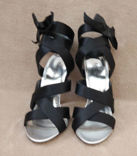 Bebe ISABELLA Women's Black Ribbon Heels Shoes (Size 6 Medium) 06506