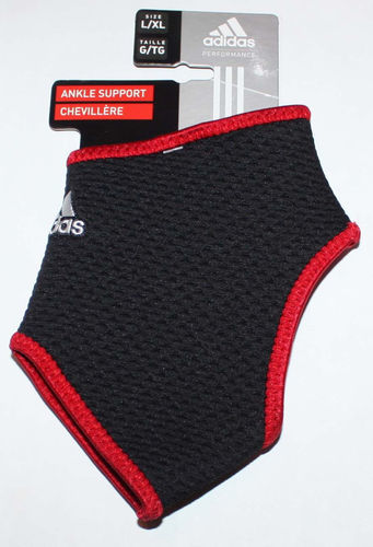 adidas Performance Adult Black and Red Ankle Support Sleeve (Large/X-Large) 06334