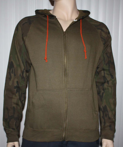 Brooklyn Trademark Mfg Co. Men's Brown Camo Accents Zip Front Hoodie Jacket 06216