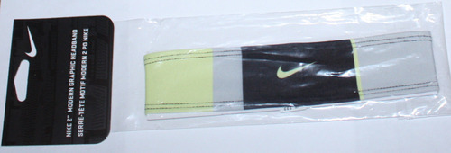 Nike Unisex 2" Lime Green, Black & Gray Modern Graphic Headband (One Size) 05647