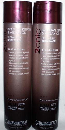 2 Giovanni 2Chic Brazilian, Keratin & Argan Oil Ultra-Sleek Body Wash 10.5 oz 03813