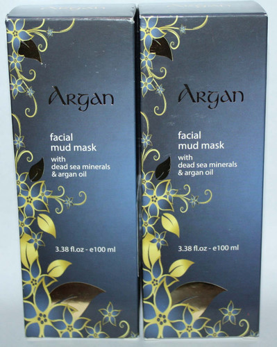 2 ARGAN Facial Mud Mask With Dead Sea Minerals & Argan Oil 3.38 oz Ea 03246