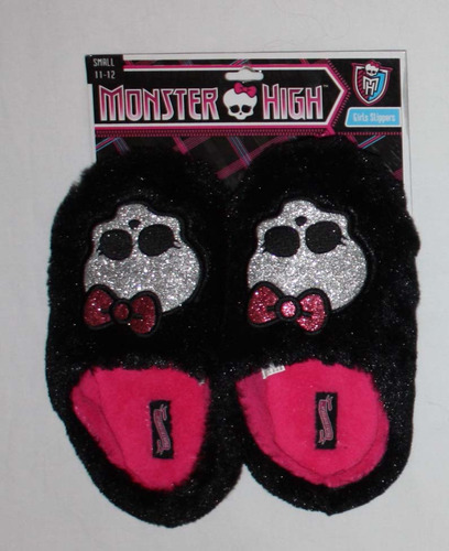 Monster High Girl's Furry Skullette Slip-On Slippers (Sz S) 02782