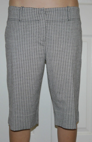 White House Black Market Women's Black & White Diamond Bermuda Shorts (Size 8) 02521