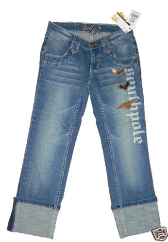 Southpole Women's Junior Cropped Distressed Denim Jeans (Size 1) 02316