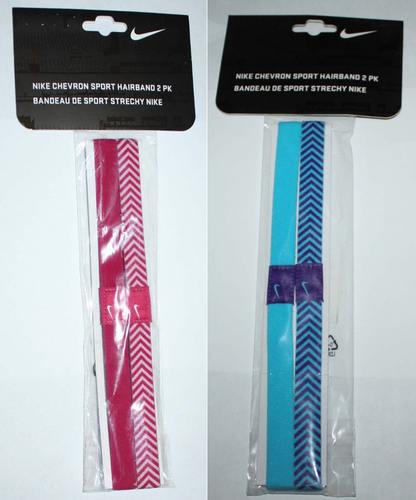 2 Pack NIKE Unisex CHEVRON ¾" Hairbands Headbands (Several Colors) 01016
