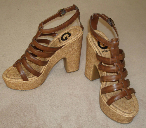 G By Guess NODESSA Women's Brown Platforms Wedges Sandals Heels (Size 6.5 Medium) *Reduced* 00992