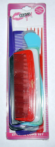 10 Pk Various Sizes Multiple Colors Cosmo Girl Styling Comb Set 00661