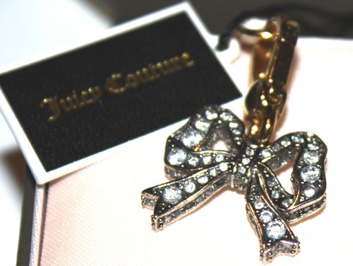 Juicy Couture Pave Bow Silver & Gold Toned Crystal Embellished Charm REDUCED 00635