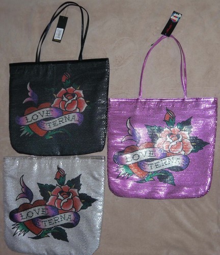 Ed Hardy FRANCESCA Sequin LOVE ETERNAL Tote Bag (Several Choices) *Reduced* 00072