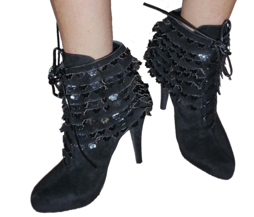 Colin Stuart Women's FRILLS BOOTIE Black Lace Up Ankle Boots (Sizes 7.5 and 6.5) *Reduced* 00071