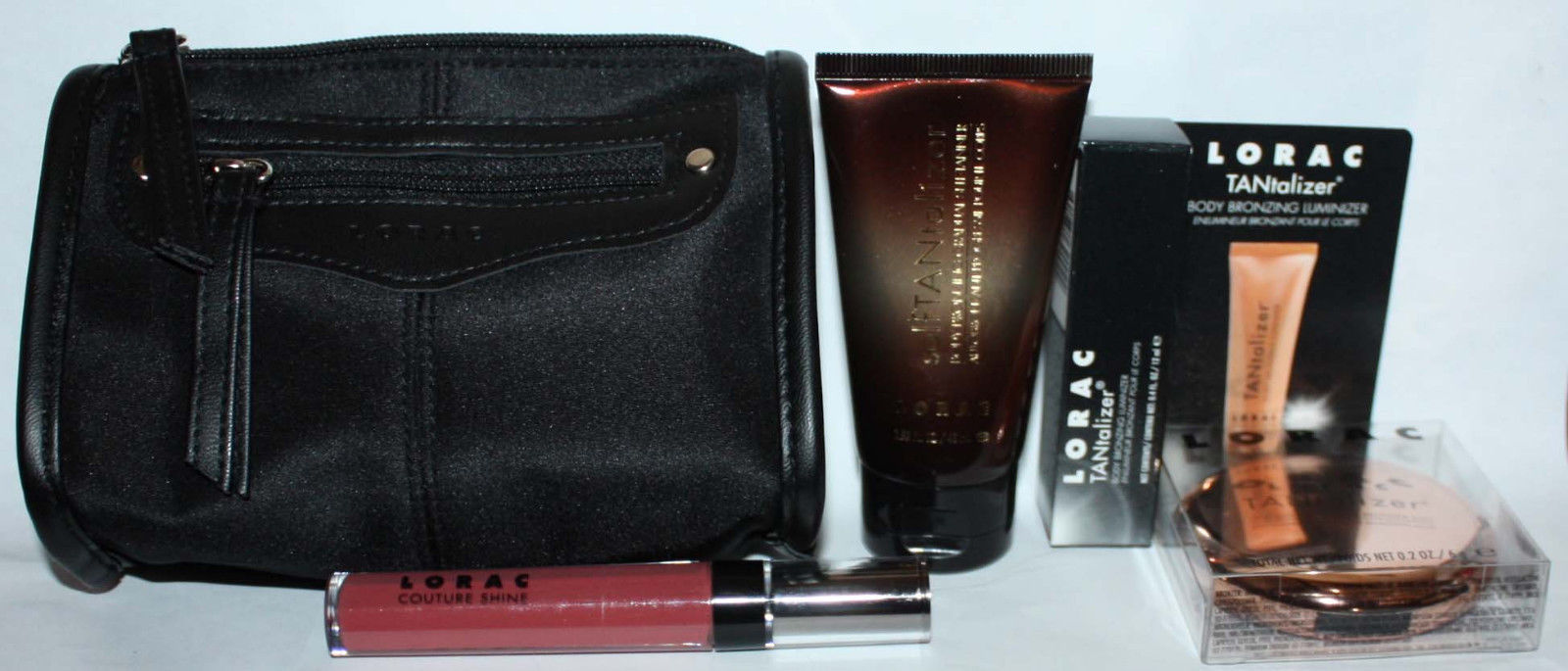 4 Pc LORAC Sun-Kissed Glow Tantalizer Collection + Makeup Bag 09558