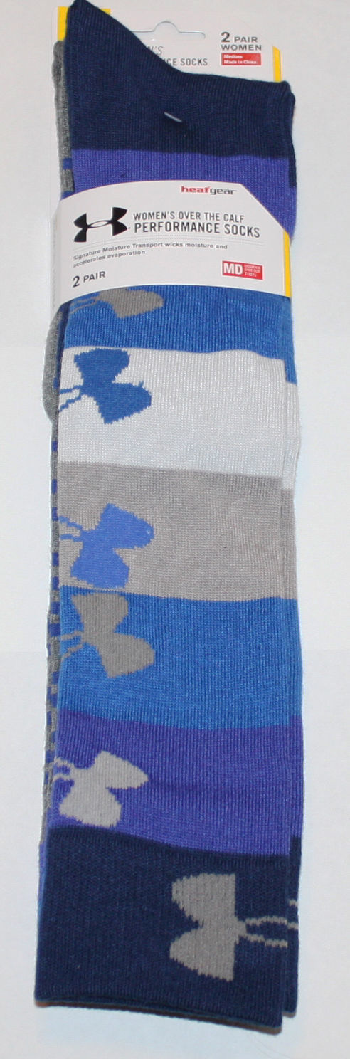 2 Pair Under Armour Women's Russian Nights/Assorted Over The Calf Socks (Medium) 09592