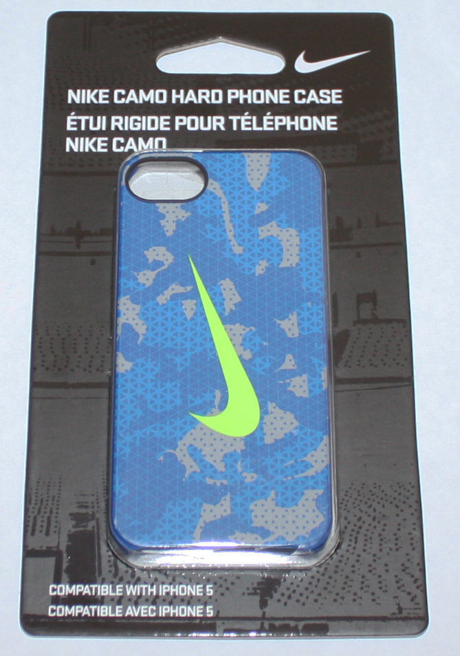 Nike CAMO Hard Phone Case For iPhone 5 Blue/Gray/Volt Swoosh 09749