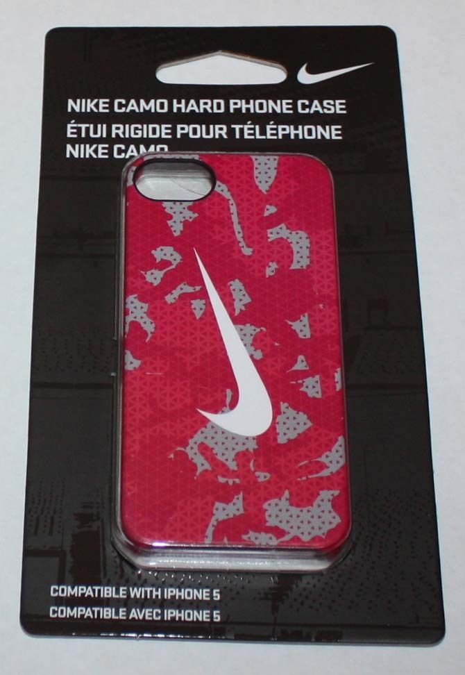 Nike CAMO Hard Phone Case For iPhone 5 Dark Pink/Gray/White Swoosh 09818