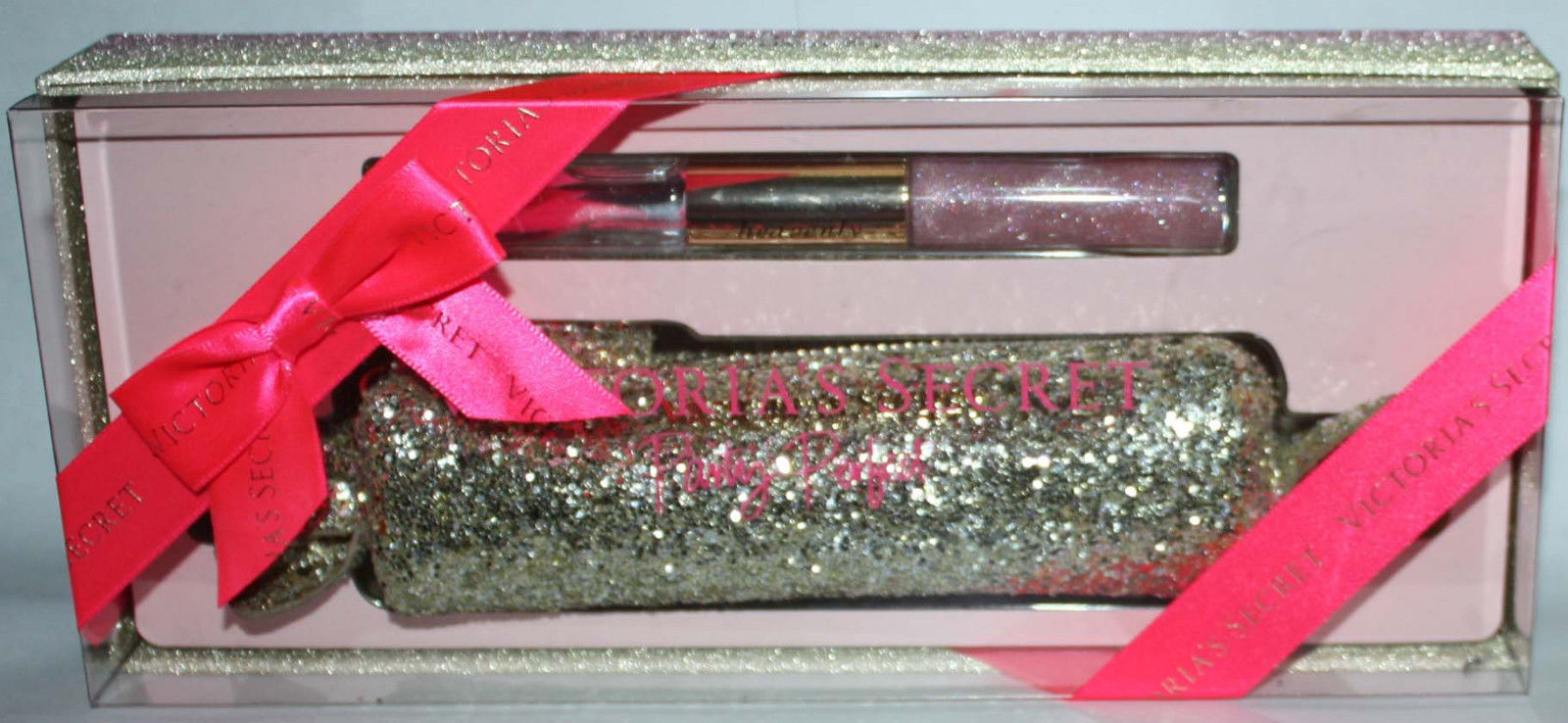 Victoria's Secret Party Perfect Heavenly Rollerball Parfum Lip Gloss Duo & Bag 09832