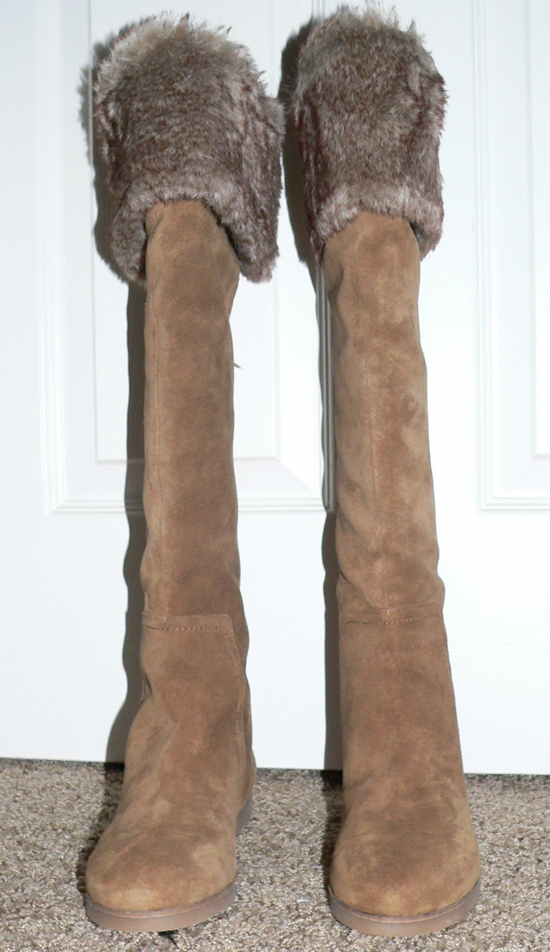 American Eagle OLLIE Women's Tall Cognac Suede Boots (Size 6.5) 10276