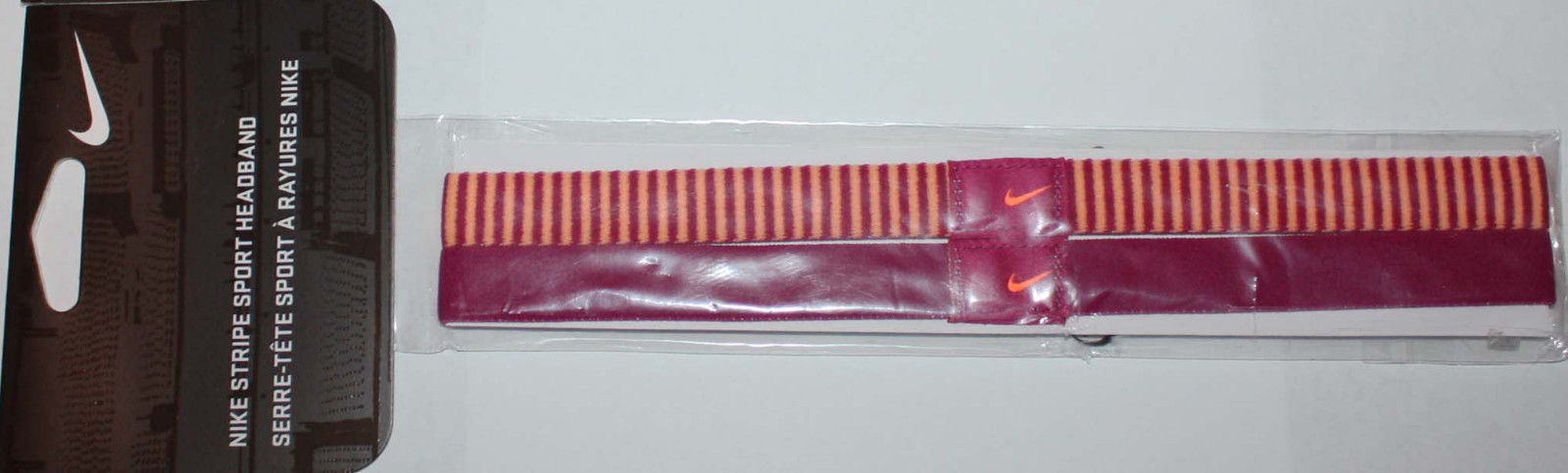 2 Pack Nike Unisex Stripe Sport Headbands -Magenta and Orange 07580