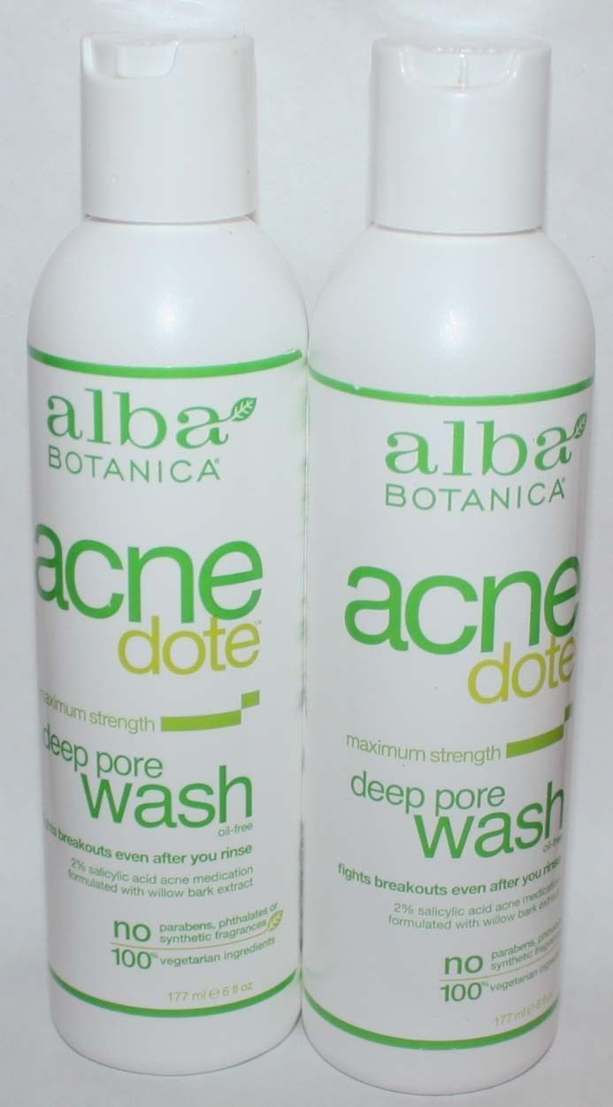 Lot of 2 Alba Botanica Acnedote Maximum Strength Deep Pore Oil Free Wash 6 oz 10520