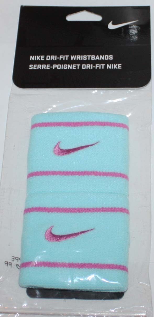 1 Pair Nike Dri-Fit Glacier Ice/Violet Swoosh and Stripes Wristbands 10628